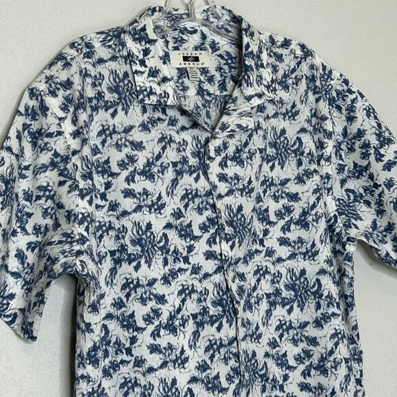 Men's Joseph Abboud XL White Blue Short Sleeve Button Up  Shirt - Picture 5 of 11